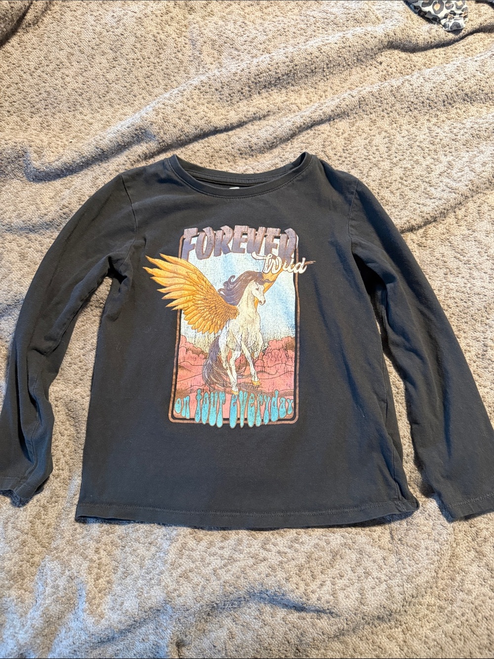 Girls' Black Long-Sleeve Pegasus Graphic Tee - Forever Wild